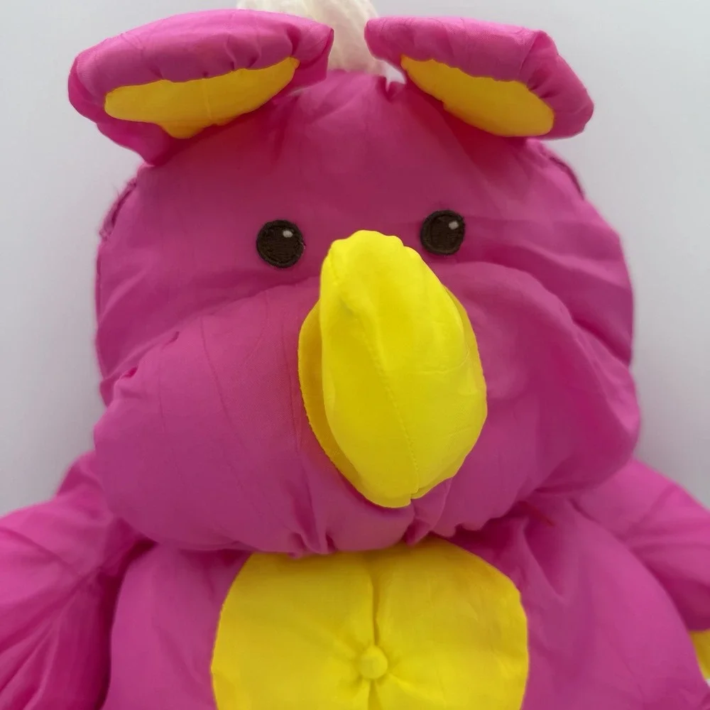 VINTAGE 1987 FISHER PRICE PUFFALUMP STUFFED ANIMAL PLUSH PINK RHINO